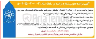 تصویر کوچک آگهی اجاره تعدادی از فضاهای تبلیغاتی سطح شهر