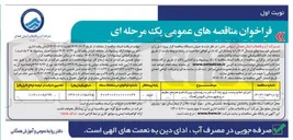 تصویر کوچک آگهی اجرای خط و پست برق چاه آب شرب 