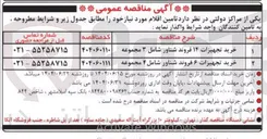 تصویر کوچک آگهی خرید تجهیزات ۶ فروند شناور شامل ۴ مجموعه