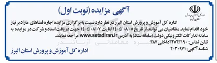 تصویر کوچک آگهی  اجاره فضاهای مازاد