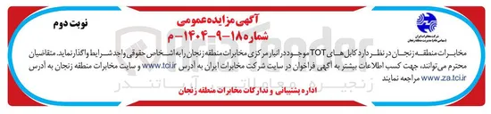 تصویر کوچک آگهی فروش کابل های TOT 