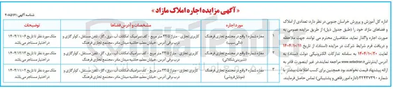 تصویر کوچک آگهی فروش تعدادی از املاک و فضاهای مازاد