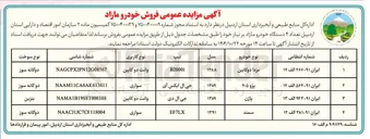 تصویر کوچک آگهی  تعداد ۴ دستگاه خودرو مازاد