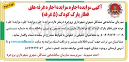 تصویر کوچک آگهی اجاره غرفه های قطار پارک کودک ( ۵ غرفه ) 