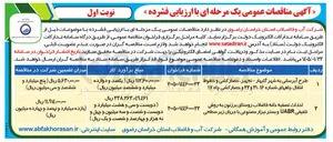 تصویر کوچک آگهی طرح آبرسانی به شهر گلبهار - تجهیز، حصار کشی و خطوط انتقال چاههای شماره ۱۶ ، ۲۱ و ۲۲ و حصار کشی چاه ۱۷