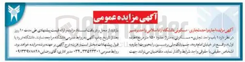 تصویر کوچک آگهی اجاره واحد تجاری - مسکونی