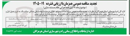 تصویر کوچک آگهی احداث سه واحد تجاری 