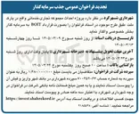 تصویر کوچک آگهی پروژه احداث مجموعه تجاری خدماتی واقع در پارک طبق طرح موجود