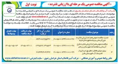 تصویر کوچک آگهی برون سپاری فعالیت های بهره برداری از تاسیسات آب شهرستان باخرز