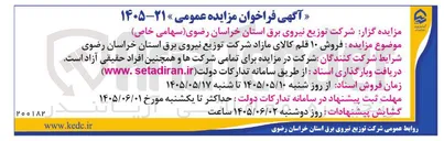 تصویر کوچک آگهی فروش ۱۰ قلم کالای مازاد