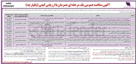 تصویر کوچک آگهی  اجرای بخشی از معابر (به میزان تقریبی خاکبرداری ۱۷۶۹۵ متر مکعب، خاکریزی ۱۵۸٬۳۷۸ متر مکعب، بتن ریزی ۳,۰۱۷ متر مکعب و آسفالت ۱۹۴,۰۰۰ متر مربع) و کانالهای آبهای سطحی و هدایت سیلاب شهرک صنعتی خلیج فارس