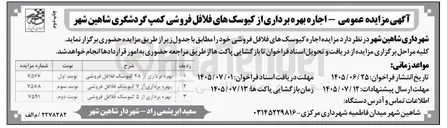تصویر کوچک آگهی بهره برداری از ۷ کیوسک فلافل فروشی 
