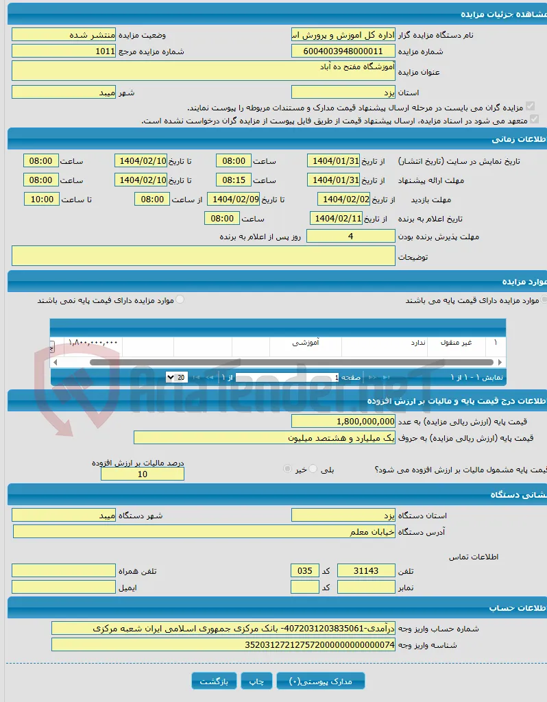 آموزشگاه مفتح ده آباد