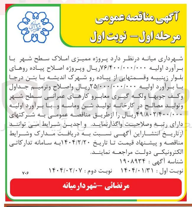  پروژه اصلاح پیاده روهای بلوار زینبیه و قسمتهایی از پیاده رو شهرک اندیشه با بتن درجا