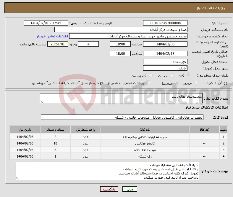 نیاز انتخاب تامین کننده-دیستربیوتر هالی لند