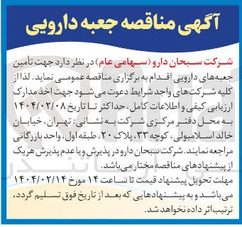  تأمین جعبه های دارویی