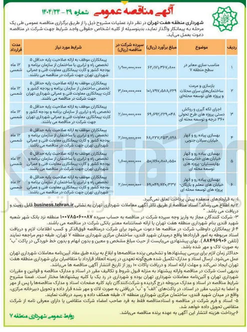 بهسازی پیاده رو و انهار خیابان های معلم و بازرگان پروژه های توسعه محله ای 
