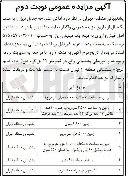 زمین به مساحت ۵ هکتار ۵۰,۰۰۰ هزار متر مربع ) به همراه باسکول ۶۰ تنی و یک باب ساختمان ۲۵۰ متری 
