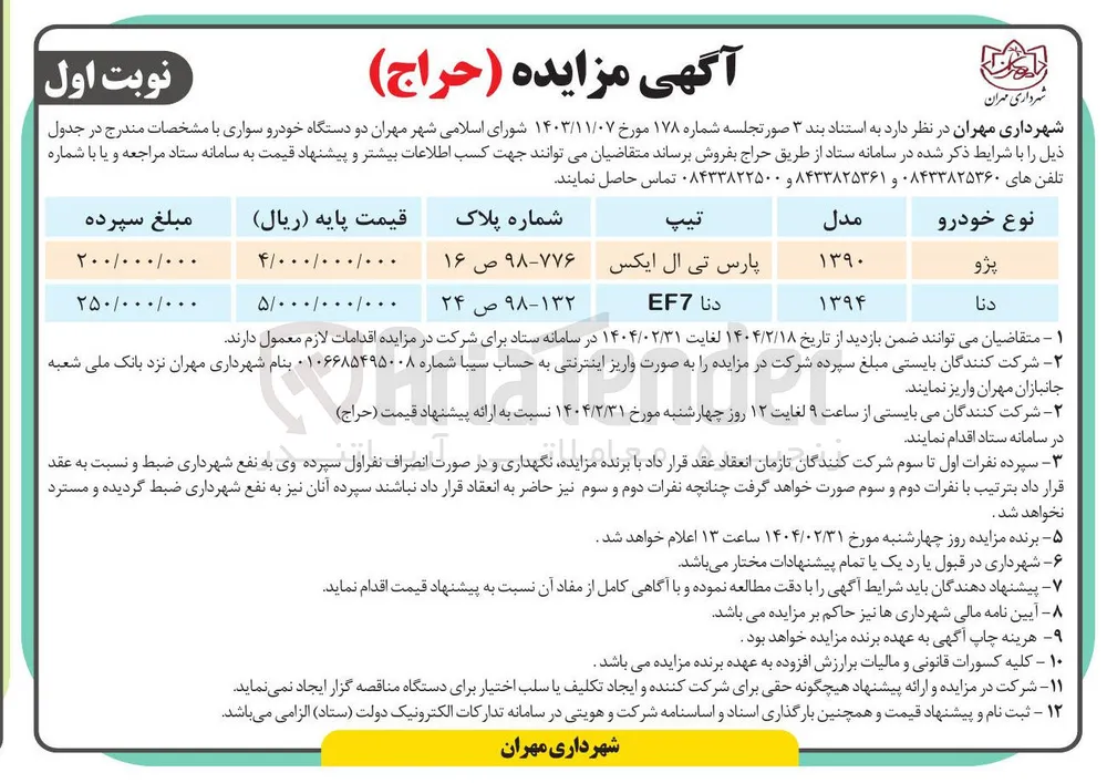  دو دستگاه خودرو سواری 