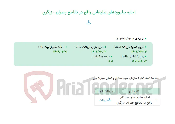 اجاره بیلبوردهای تبلیغاتی واقع در تقاطع چمران - زرگری