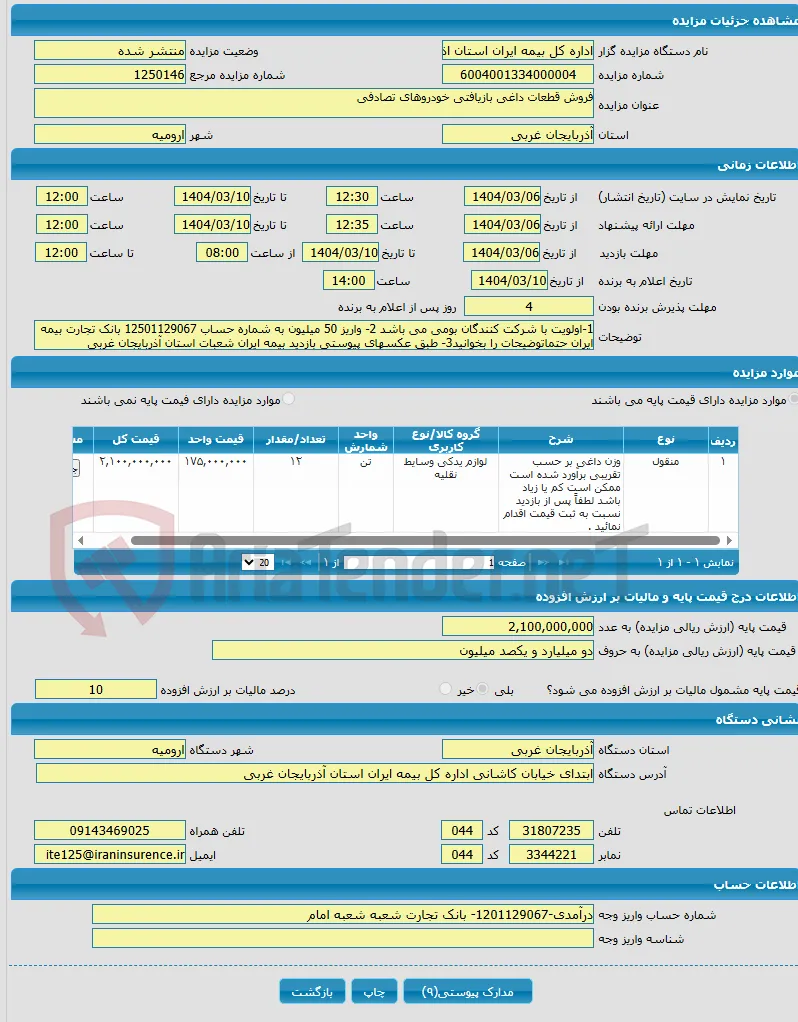 فروش قطعات داغی بازیافتی خودروهای تصادفی
