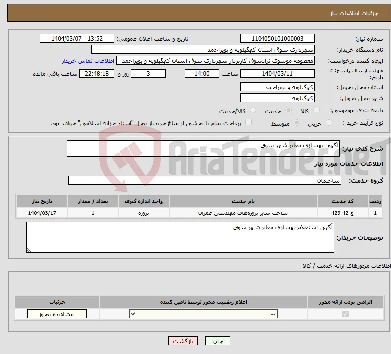 نیاز انتخاب تامین کننده-آگهی بهسازی معابر شهر سوق