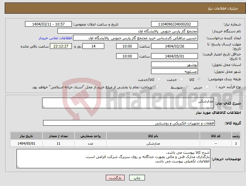 نیاز انتخاب تامین کننده-مدارشکن