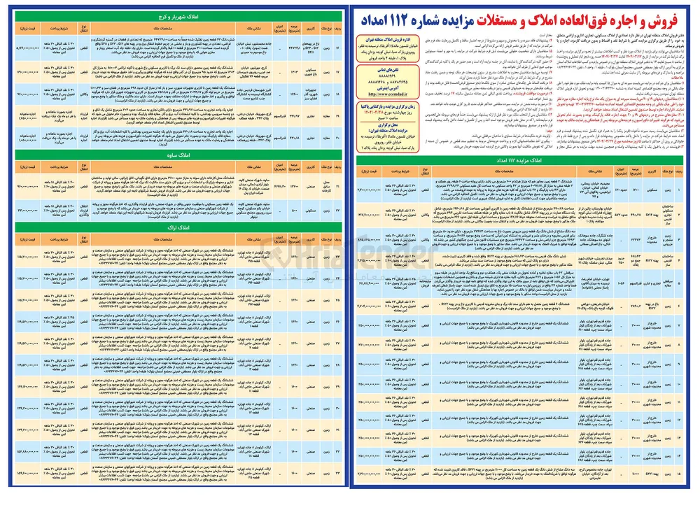فروش و اجاره املاک در 33 ردیف با کاربری مسکونی - تجاری - اداری - باغ - صنعتی - فضای سبز