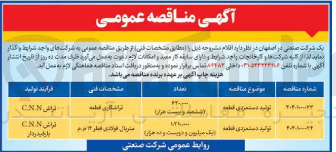 تولید دستمزدی قطعه