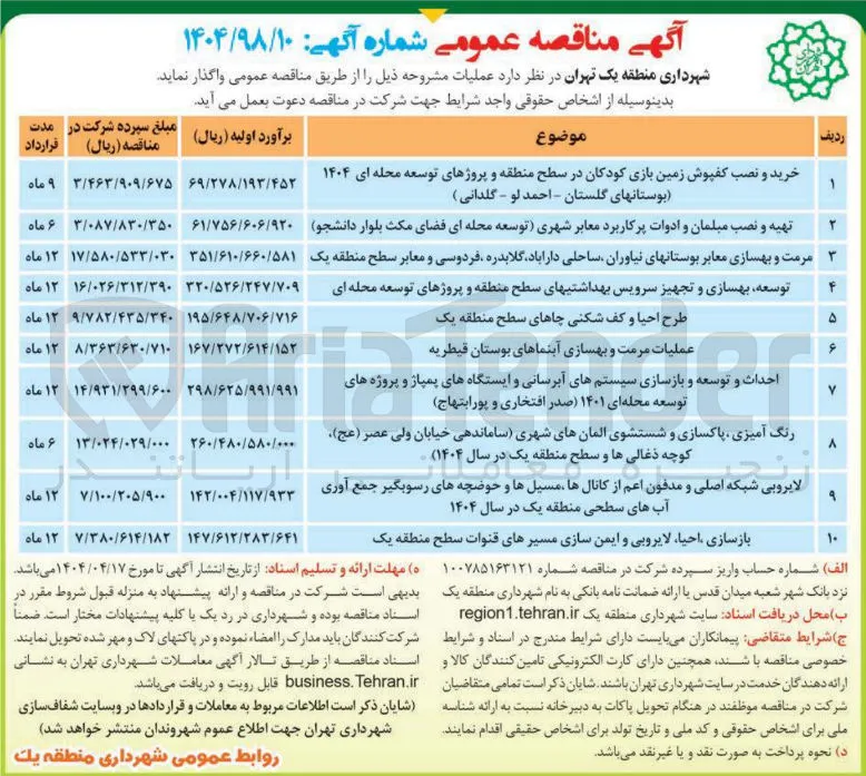 لایروبی شبکه اصلی و مدفون اعم از کانال ها،مسیل ها و حوضچه های رسوبگیر جمع آوری آبهای سطحی