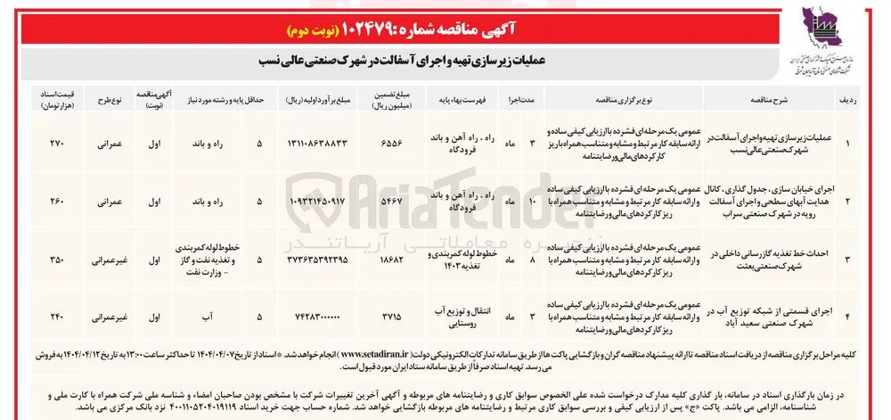 عملیات زیر سازی تهیه و اجرای آسفالت 
