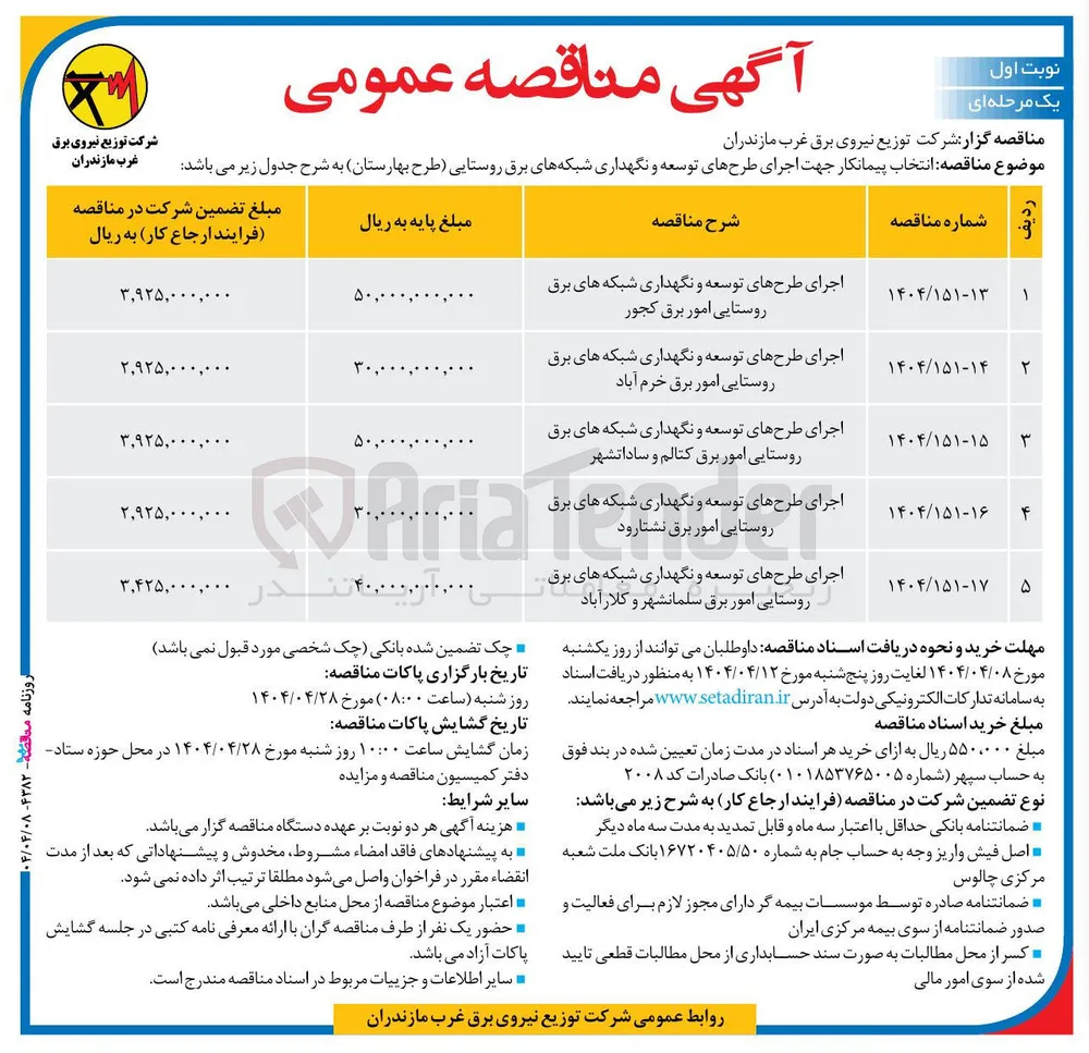 اجرای طرحهای توسعه و نگهداری شبکه های برق روستایی