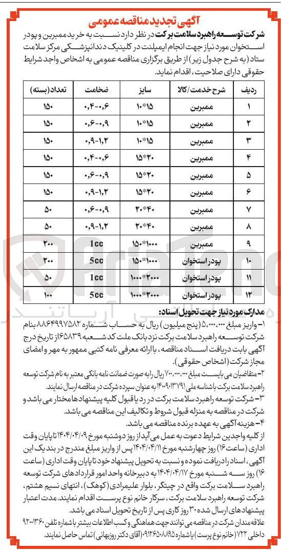 خرید ممبرین 20*15 به ضخامت 0٬6 - 0٬4 به تعداد 150 بسته