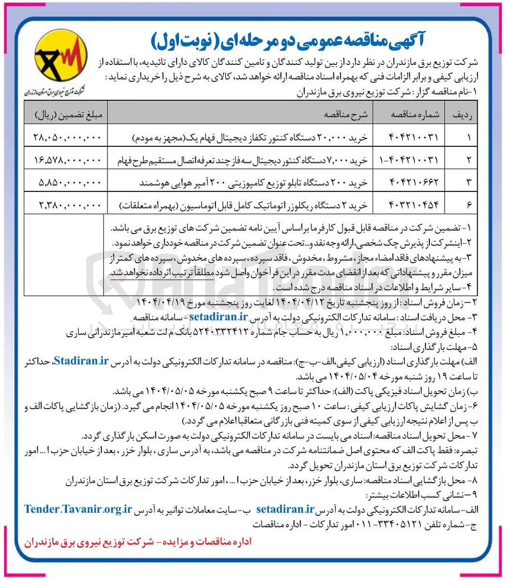 خرید ۲ دستگاه ریکلوزر اتوماتیک کامل قابل اتوماسیون بهمراه متعلقات