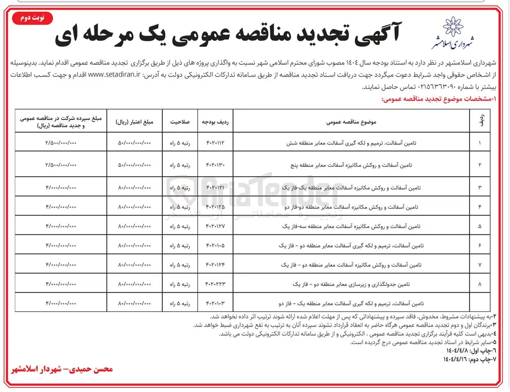 تامین آسفالت و روکش مکانیزه آسفالت معابر