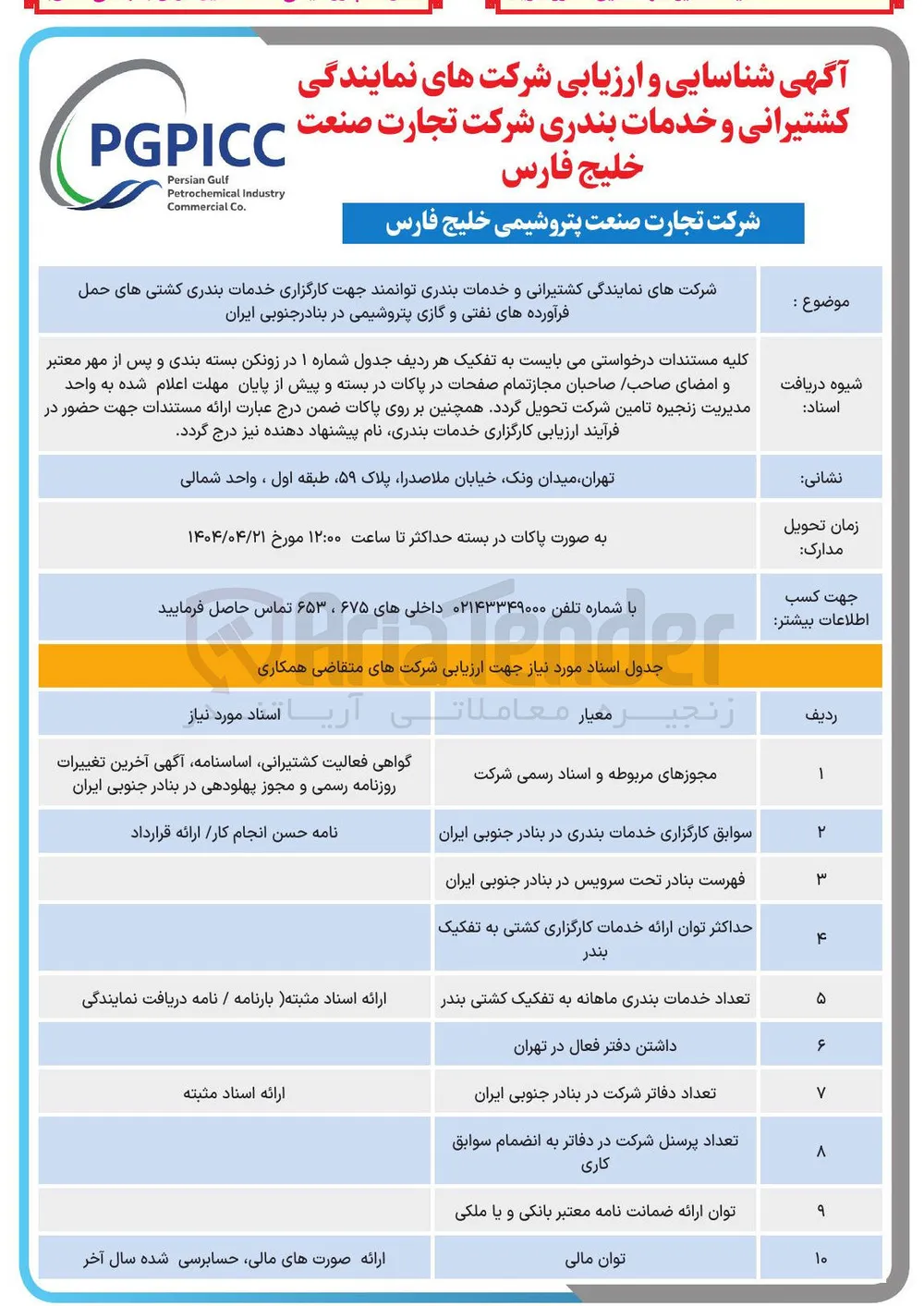 شرکت های نمایندگی کشتیرانی و خدمات بندری توانمند