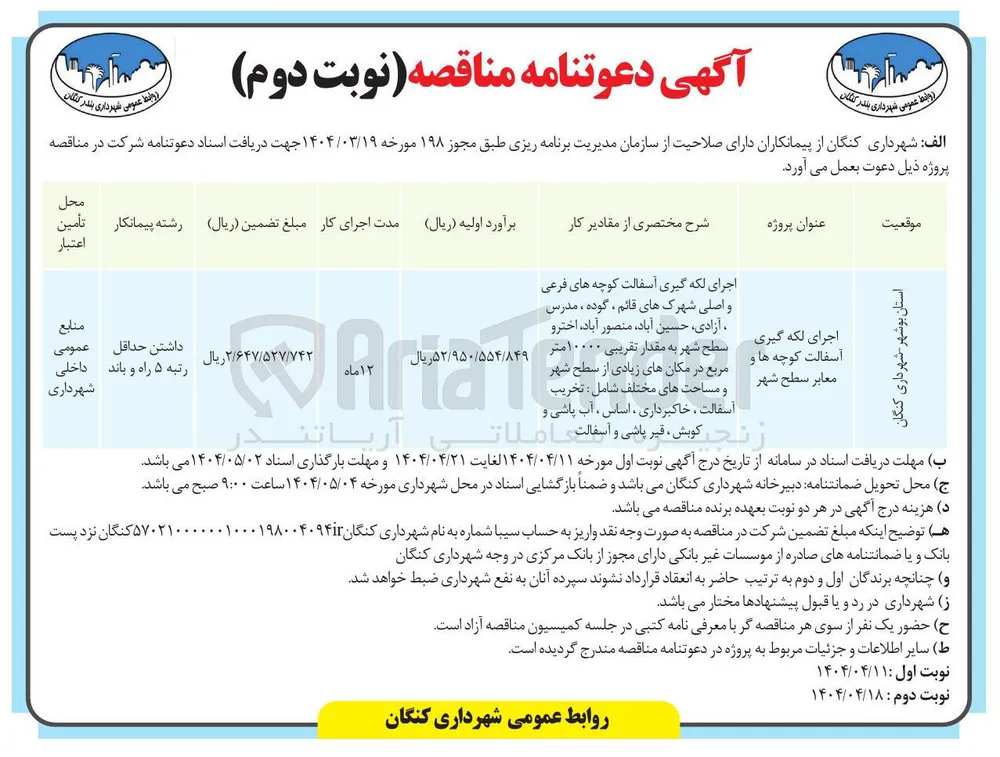 اجرای لکه گیری آسفالت کوچه ها و معابر سطح شهر 
