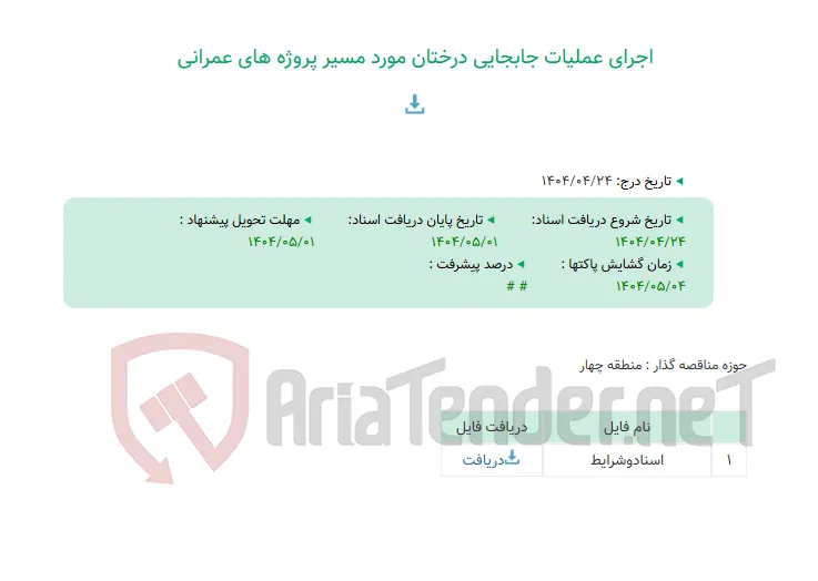 اجرای عملیات جابجایی درختان مورد مسیر پروژه های عمرانی