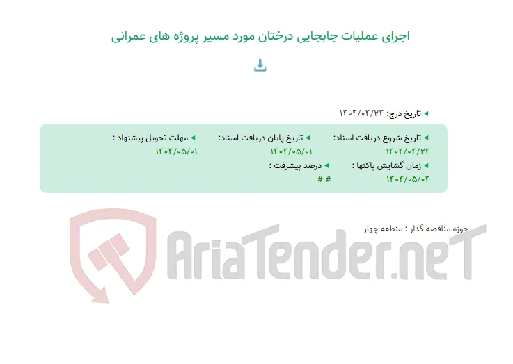 اجرای عملیات جابجایی درختان مورد مسیر پروژه های عمرانی
