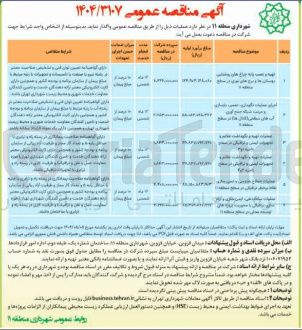 اجرای عملیات نگهداری تعمیر ، بازسازی و درست شبکه جمع آوری آب های سطحی کانال هام در سطح 
