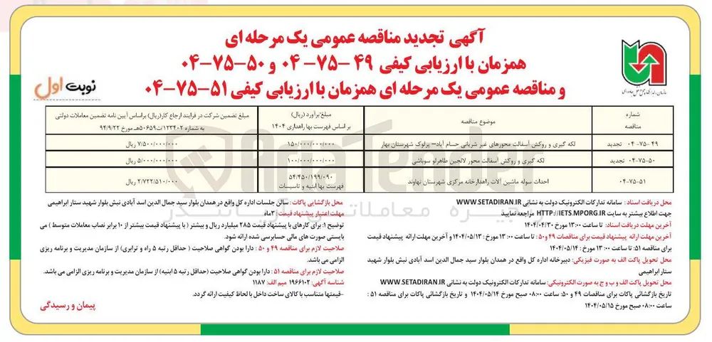 لکه گیری و روکش آسفالت محورهای غیر شریانی