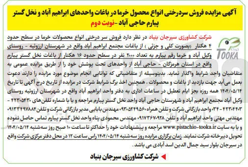 فروش سردرختی انواع محصولات خرما 
