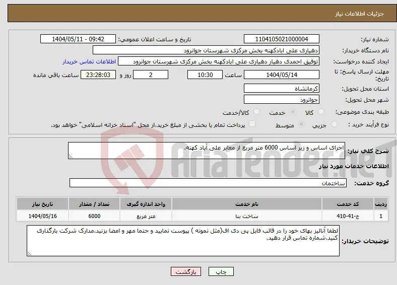 نیاز انتخاب تامین کننده-اجرای اساس و زیر اساس 6000 متر مربع از معابر علی آباد کهنه.