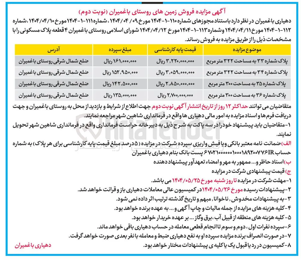 فروش زمینها
