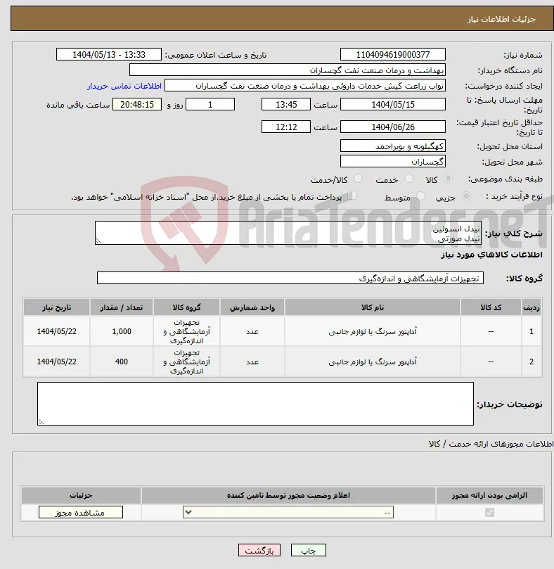 نیاز انتخاب تامین کننده-نیدل انسولین نیدل صورتی