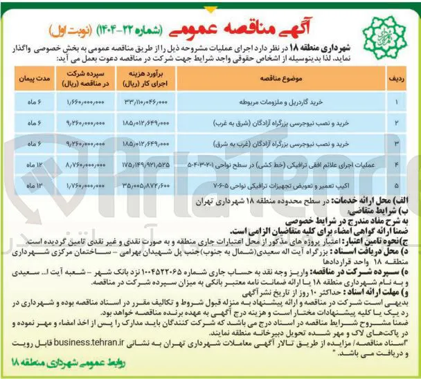 اکیپ تعمیر و تعویض تجهیزات ترافیکی 