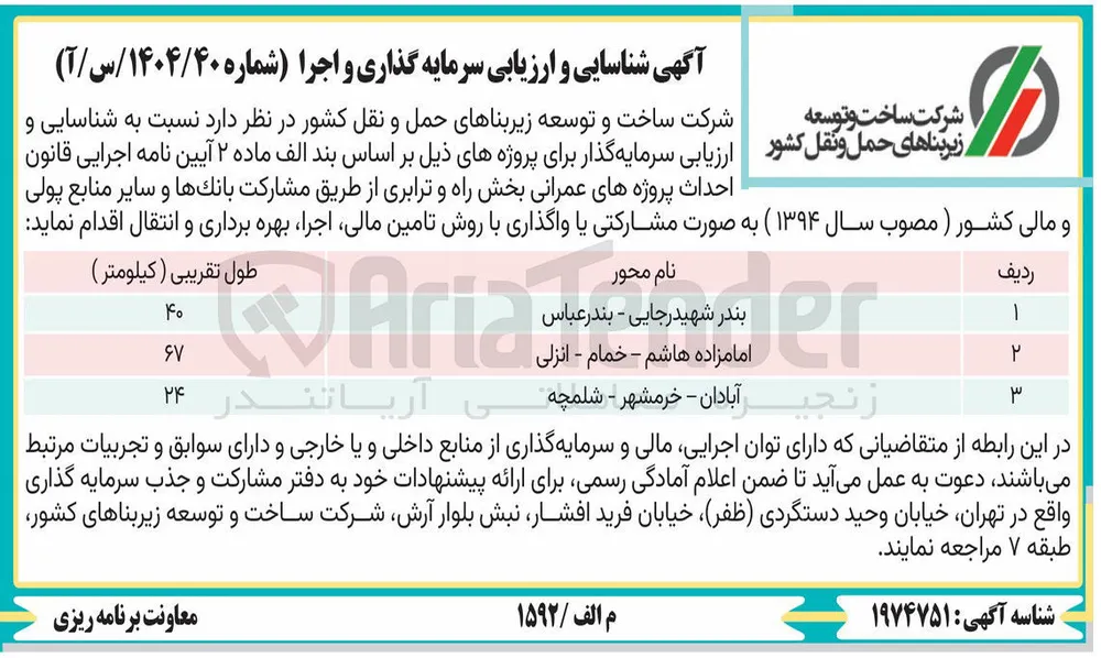 شناسایی و ارزیابی سرمایه گذاری و اجرا محور