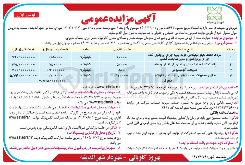 ضایعات آلومینیومی 
