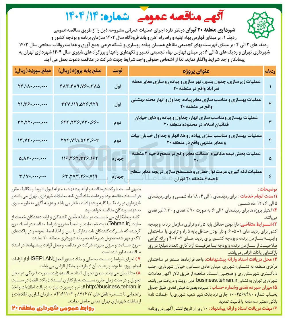 عملیات بهسازی و مناسب سازی پیاده روها انهار و جداول