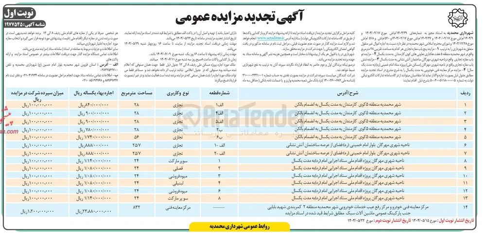 اجاره دو باب مغازه تجاری